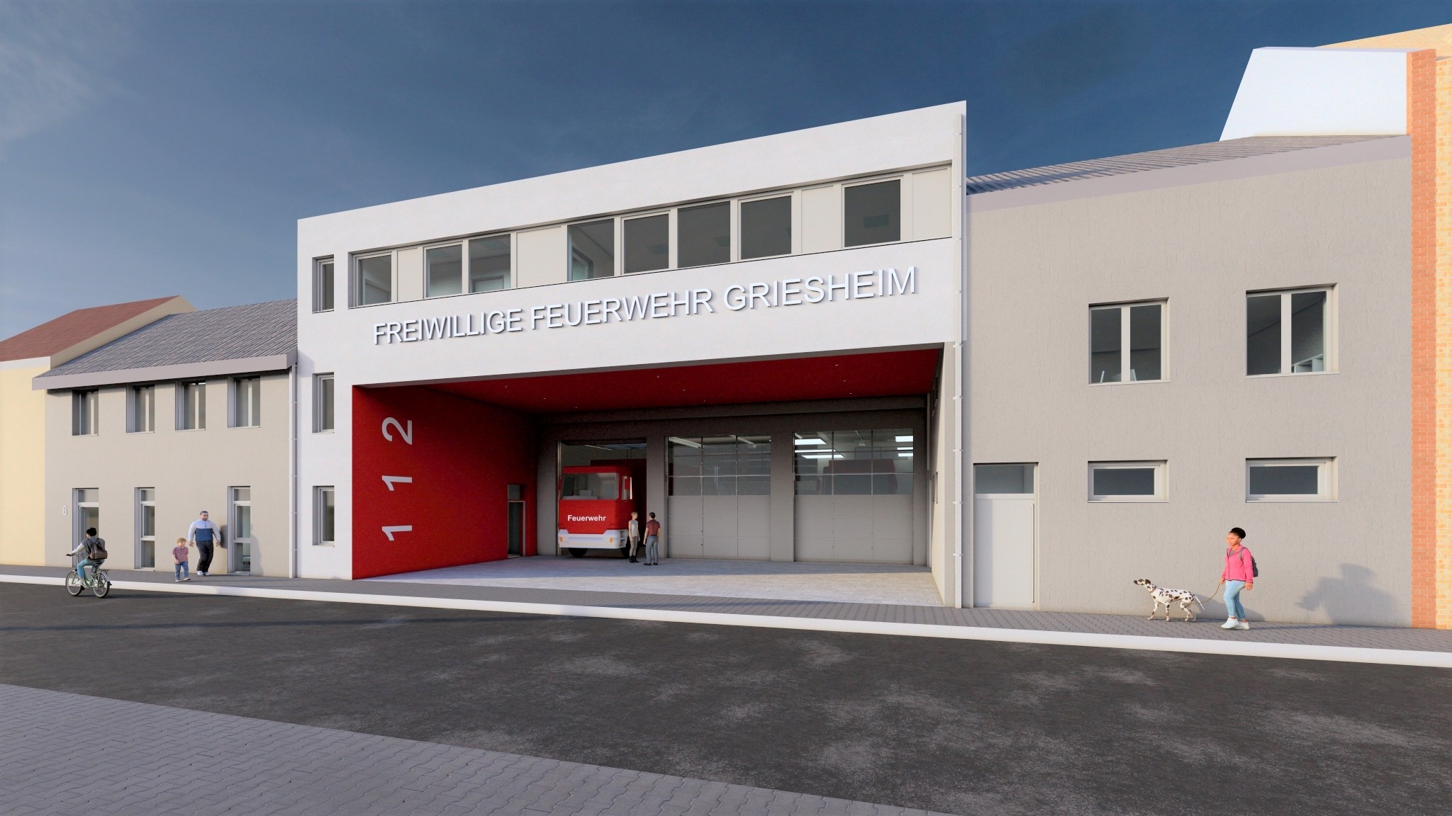 Perspektive des neuen Feuerwehrhauses der FF Griesheim | © Dietmar Moos // architektur + planung + bauleitung | © BKRZ GmbH & Co. KG
